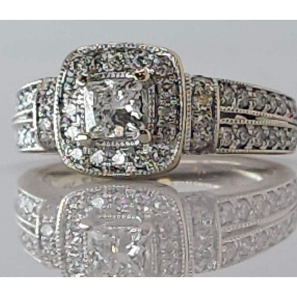 14k White Gold, Princess Cut, Wedding Ring, Size 5